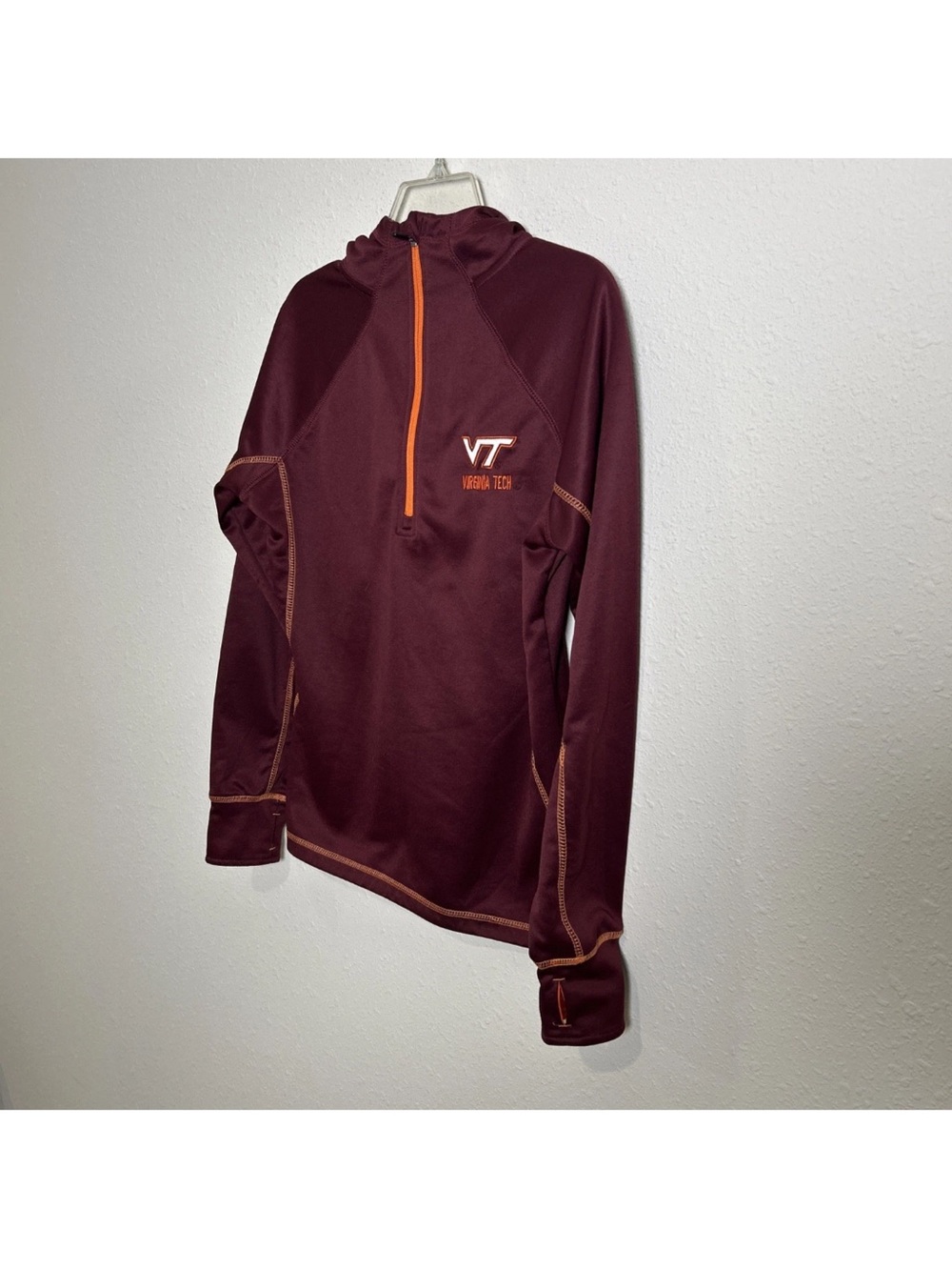 Virginia Tech Hokies Colosseum 1/4 Zip Womens Large Maroon Pullover Hoodie - Picture 5 of 10